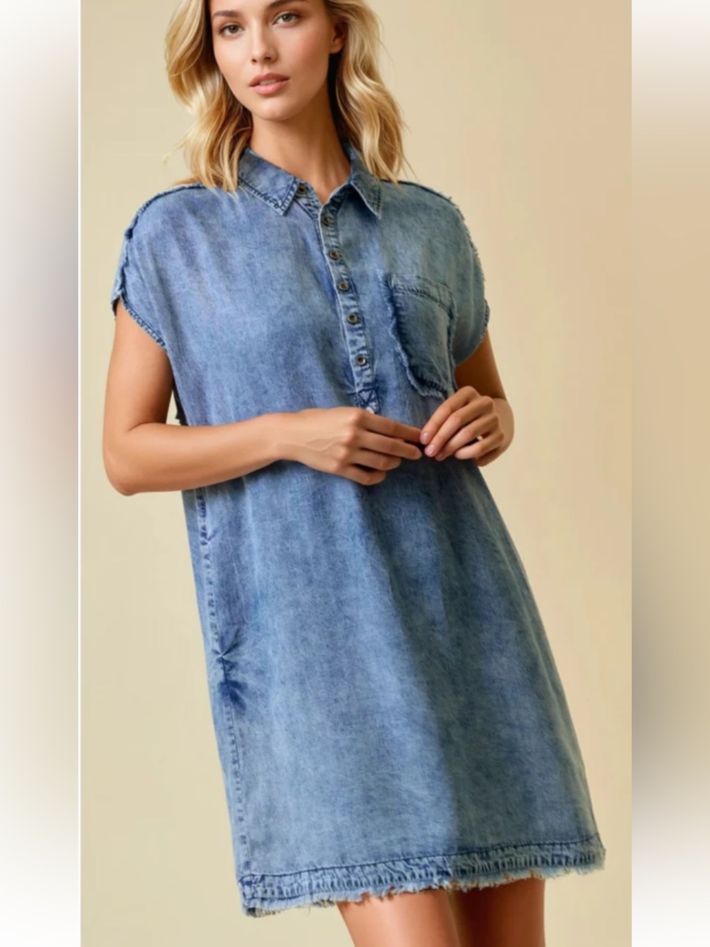 Lucky Brand Denim Button-Up dress in Medium Blue